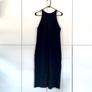 EUC Zara Black Cotton High Neck Midi Racer Tank Dress szL
